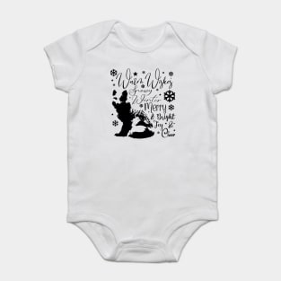 Warm Wishes Holiday Snow Fox in Dark Font Baby Bodysuit